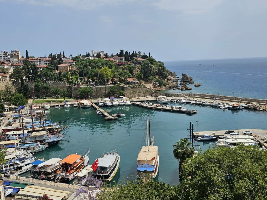a harbor with boats and buildings in the background