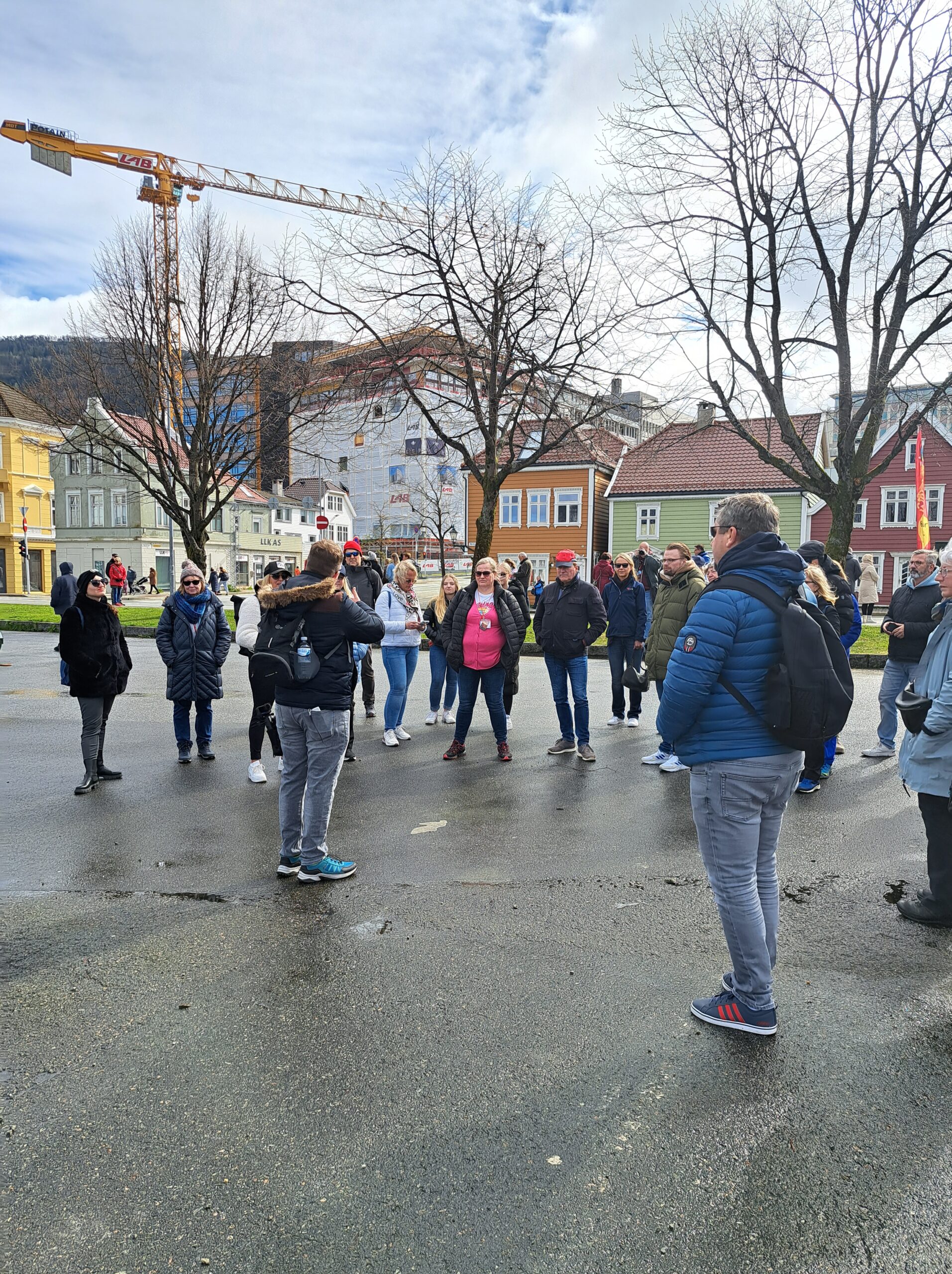 a group of people standing in a circle